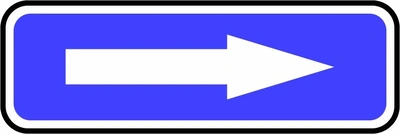 Direction arrow — Right sign showing white right arrow on a blue letterbox panel. Artwork DDA0017.