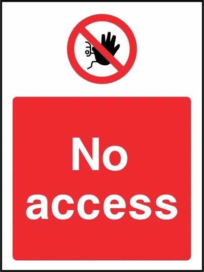 No access sign showing red raised-hand prohibition symbol above wording. Artwork ACCE0042.