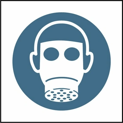 Wear respirator pictogram sign showing blue respirator pictogram without wording. Artwork PPE0056.