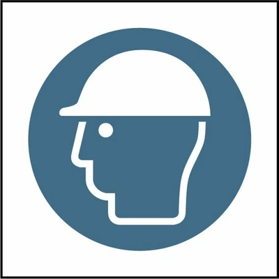 Wear safety helmet pictogram sign showing blue safety helmet pictogram without wording. Artwork PPE0054.