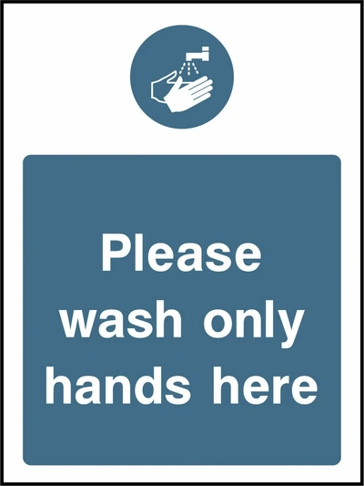 Please wash only hands here. Food processing sign artwork FOOD0002.