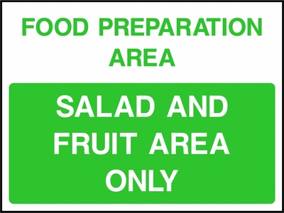 Food preparation area — Salad and fruit area only. Food processing sign artwork FOOD0087.