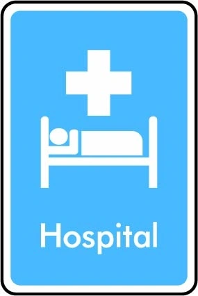Hospital printed sign. Blue information artwork INFO0016.