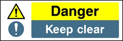 Danger — Keep clear. Stacked message panels. Artwork MULT0003.