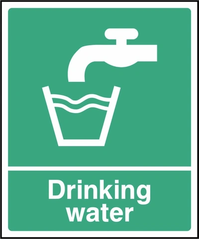 Drinking water sign showing tap and drinking glass pictogram. Artwork FAID0012.