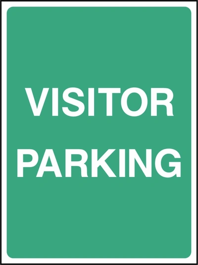 Visitor Parking sign. green background with white lettering. Supplied artwork PARK0032.