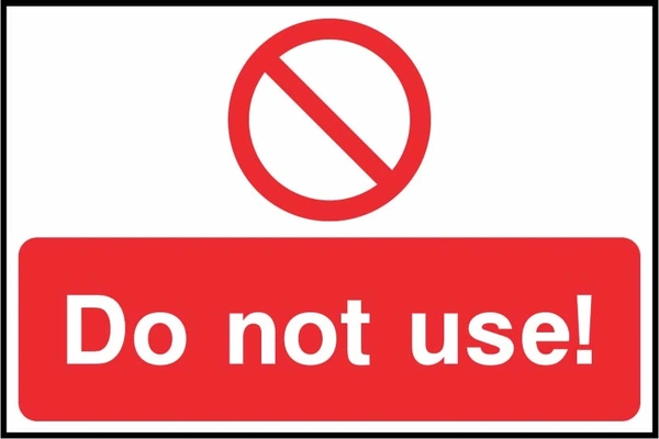 Do not use!. a red prohibition panel and symbol. Artwork LOCK0013.