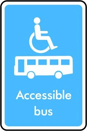 Accessible bus printed sign. Blue information artwork INFO0025.