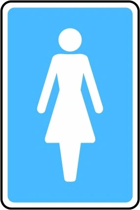 Female pictogram printed sign. Blue information artwork INFO0001.