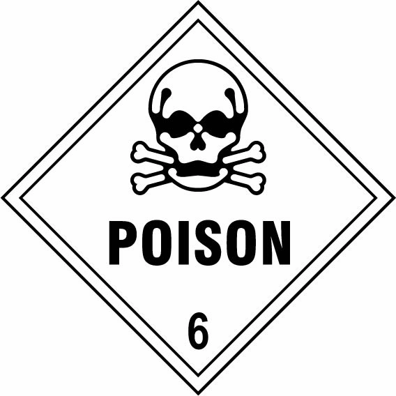 Poison — 6 sign showing diamond-shaped dangerous-substance symbol with supplied colours and markings. Artwork DANG0026.