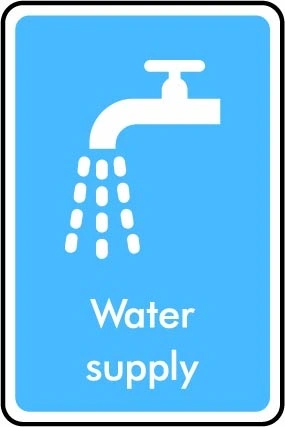Water supply printed sign. Blue information artwork INFO0015.