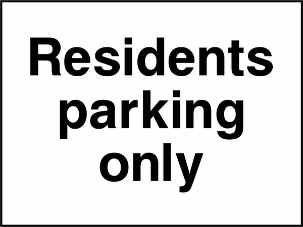 Residents parking only sign. Original hotel notice artwork HOTE0003.