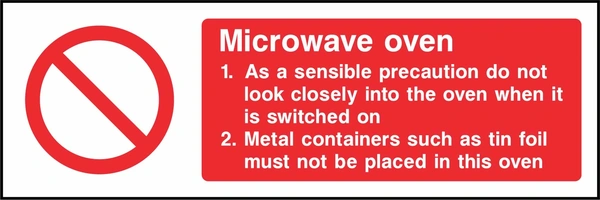 Microwave oven — Operating precautions. Food processing sign artwork FOOD0078.