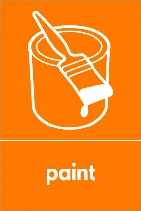 Paint collection-point artwork with a white item illustration and wording on orange. OTHE0057.