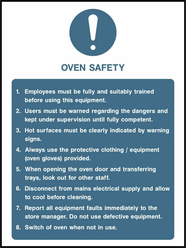 Oven safety. Food processing sign artwork FOOD0021.