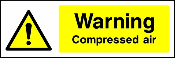 Warning — Compressed air sign showing yellow hazard warning artwork with the printed garage instruction. Artwork GARA0002.