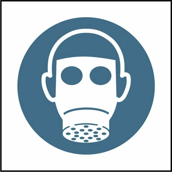 Wear respirator pictogram sign showing blue respirator pictogram without wording. Artwork PPE0056.