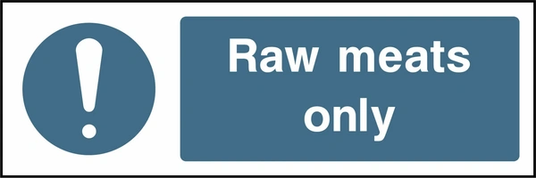 Raw meats only. Food processing sign artwork FOOD0058.