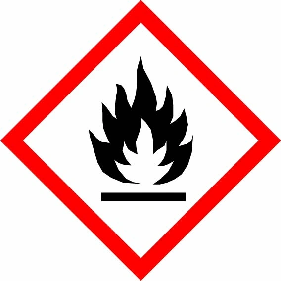 Flame red diamond pictogram sign showing diamond-shaped dangerous-substance symbol with supplied colours and markings. Artwork DANG0041.
