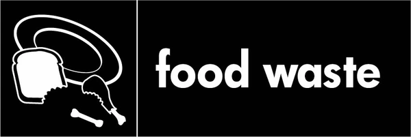 Food waste recycling sign showing white waste illustration and wording on a black letterbox panel. Artwork ORGA0006.