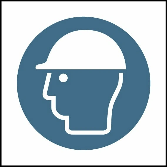 Wear safety helmet pictogram sign showing blue safety helmet pictogram without wording. Artwork PPE0054.