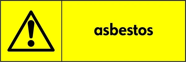 Asbestos sign showing black pictogram and wording on a yellow panel. Artwork HAZA0004.