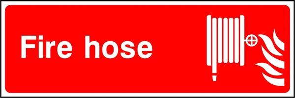Fire hose sign showing hose and flame pictograms beside wording. Artwork FEQP0028.