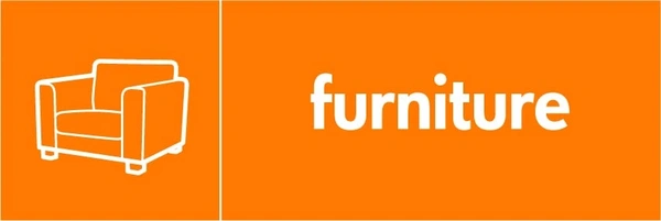 Furniture collection-point artwork with a white item illustration and wording on orange. OTHE0015.