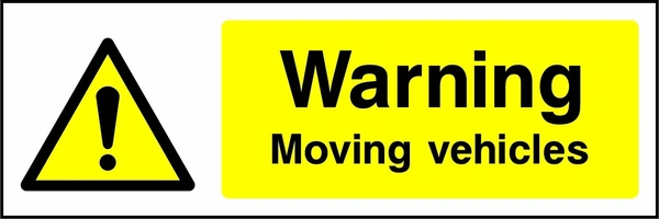 Warning — Moving vehicles sign showing yellow hazard warning artwork with the printed garage instruction. Artwork GARA0003.