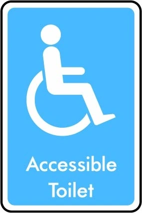 Accessible Toilet printed sign. Blue information artwork INFO0010.