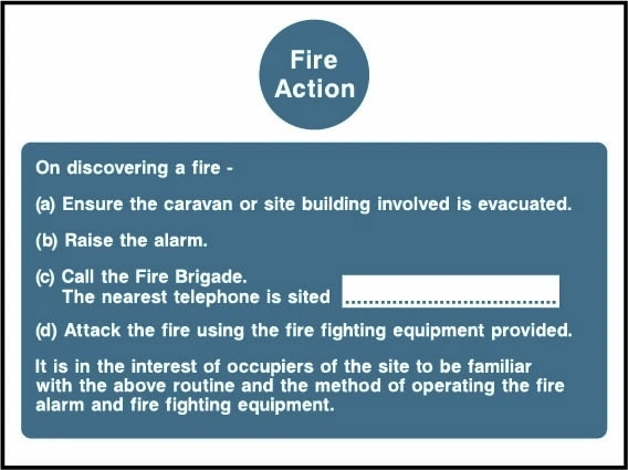 Fire Action printed notice with the original action instructions and layout. Artwork FACT0020.