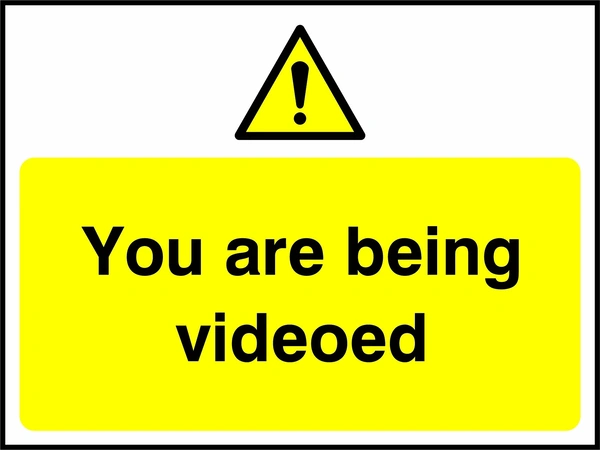 You are being videoed sign. yellow pictogram and text panel. Artwork SECU0053.