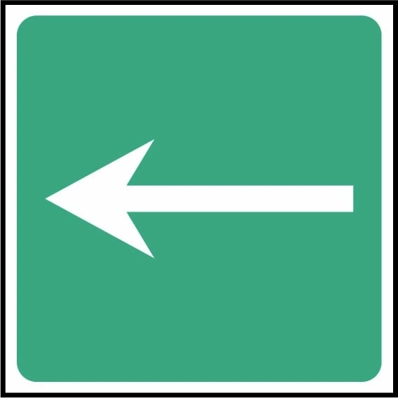 Safe condition arrow — Left sign showing left-pointing white arrow. Artwork FAID0021.
