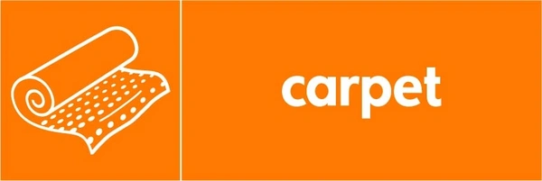 Carpet collection-point artwork with a white item illustration and wording on orange. OTHE0011.
