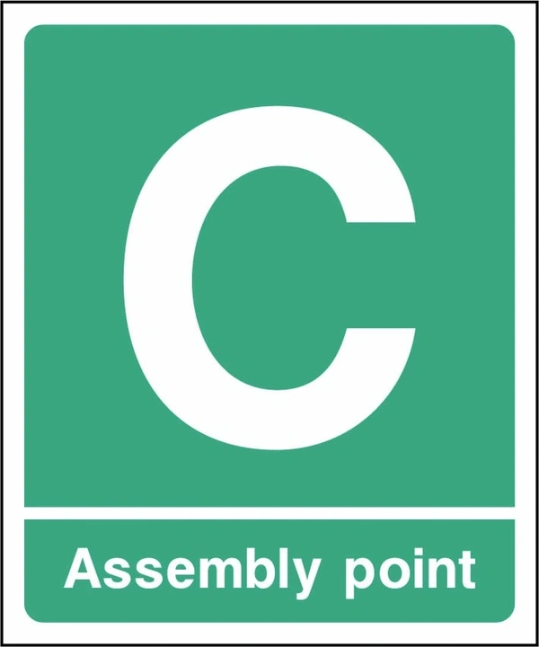 C — Assembly point sign showing portrait assembly point C. Artwork EMER0092.