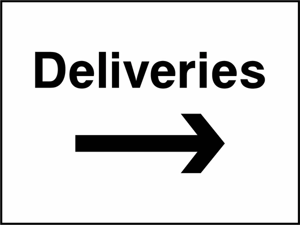 Deliveries — Right arrow sign. Original hotel notice artwork HOTE0005.