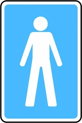 Male pictogram printed sign. Blue information artwork INFO0006.