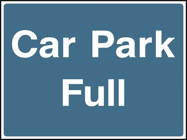 Car Park Full sign. blue-grey background with white lettering. Supplied artwork PARK0008.