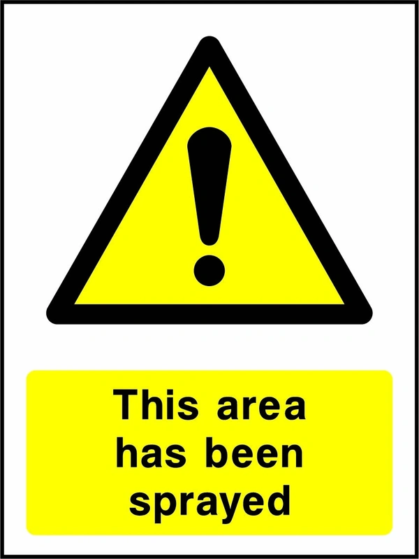 This area has been sprayed sign showing yellow warning triangle and exclamation mark above wording. Artwork COUN0035.