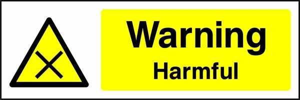 Warning — Harmful sign with yellow triangular black cross pictogram beside wording. Artwork CHEM0019.