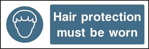 Hair protection must be worn. Food processing sign artwork FOOD0052.