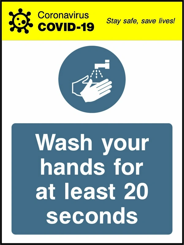 Wash your hands for at least 20 seconds. the blue instruction panel, symbols and any yellow header shown. Artwork COVI0029.