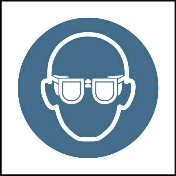 Wear eye protection pictogram sign showing blue safety glasses pictogram without wording. Artwork PPE0051.
