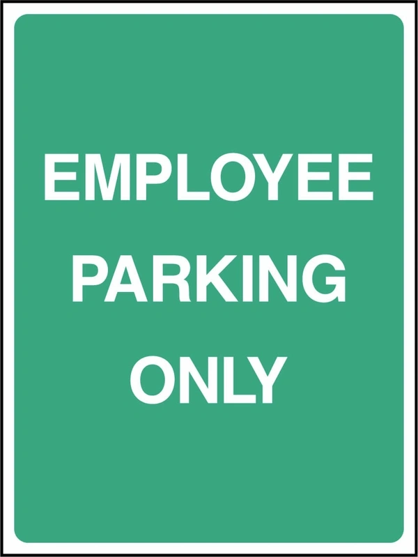 Employee Parking Only sign. green background with white lettering. Supplied artwork PARK0030.