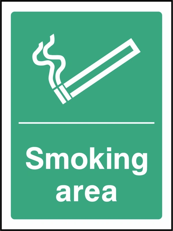 Smoking area sign. green smoking or vaping pictogram and wording panel. Artwork SMOK0089.