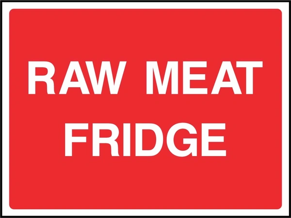 Raw meat fridge. Food processing sign artwork FOOD0086.