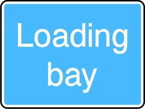 Loading bay printed sign. Blue information artwork INFO0060.