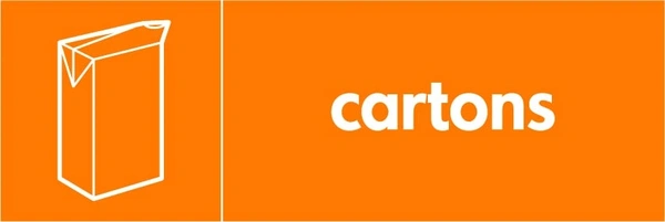 Cartons collection-point artwork with a white item illustration and wording on orange. OTHE0012.
