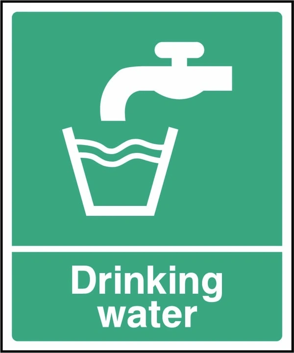 Drinking water sign showing tap and drinking glass pictogram. Artwork FAID0012.