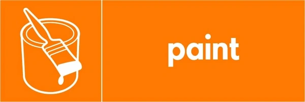 Paint collection-point artwork with a white item illustration and wording on orange. OTHE0017.